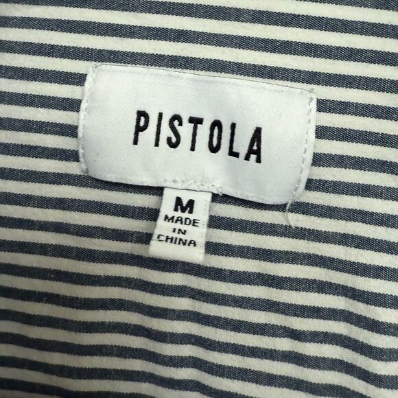 Pistola gray and white striped burrow down shirt size medium  - Picture 3 of 3